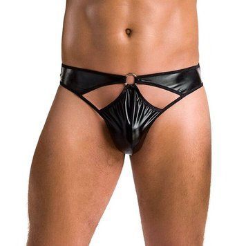 Чоловічі стринги Passion 033 THONG PAUL XXL/XXXL Black, під латекс SO7572