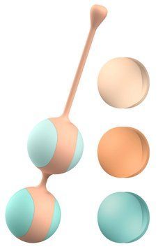 Вагинальные шарики Liebe Kewos &mdash; Peach/Mint, 5 шариков в комплекте, 15, 25, 35, 45 и 55 г SX1595