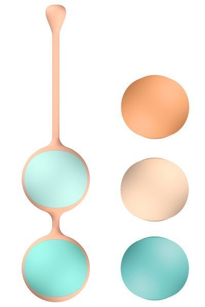 Вагінальні кульки Liebe Kewos &mdash; Peach/Mint, 5 кульок у комплекті, 15, 25, 35, 45 та 55 г SX1595