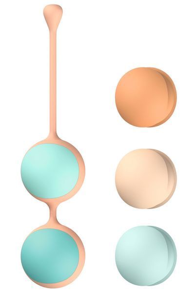 Вагінальні кульки Liebe Kewos &mdash; Peach/Mint, 5 кульок у комплекті, 15, 25, 35, 45 та 55 г SX1595