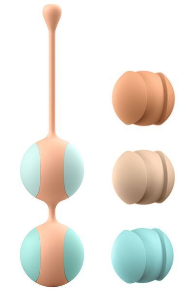 Вагінальні кульки Liebe Kewos &mdash; Peach/Mint, 5 кульок у комплекті, 15, 25, 35, 45 та 55 г SX1595